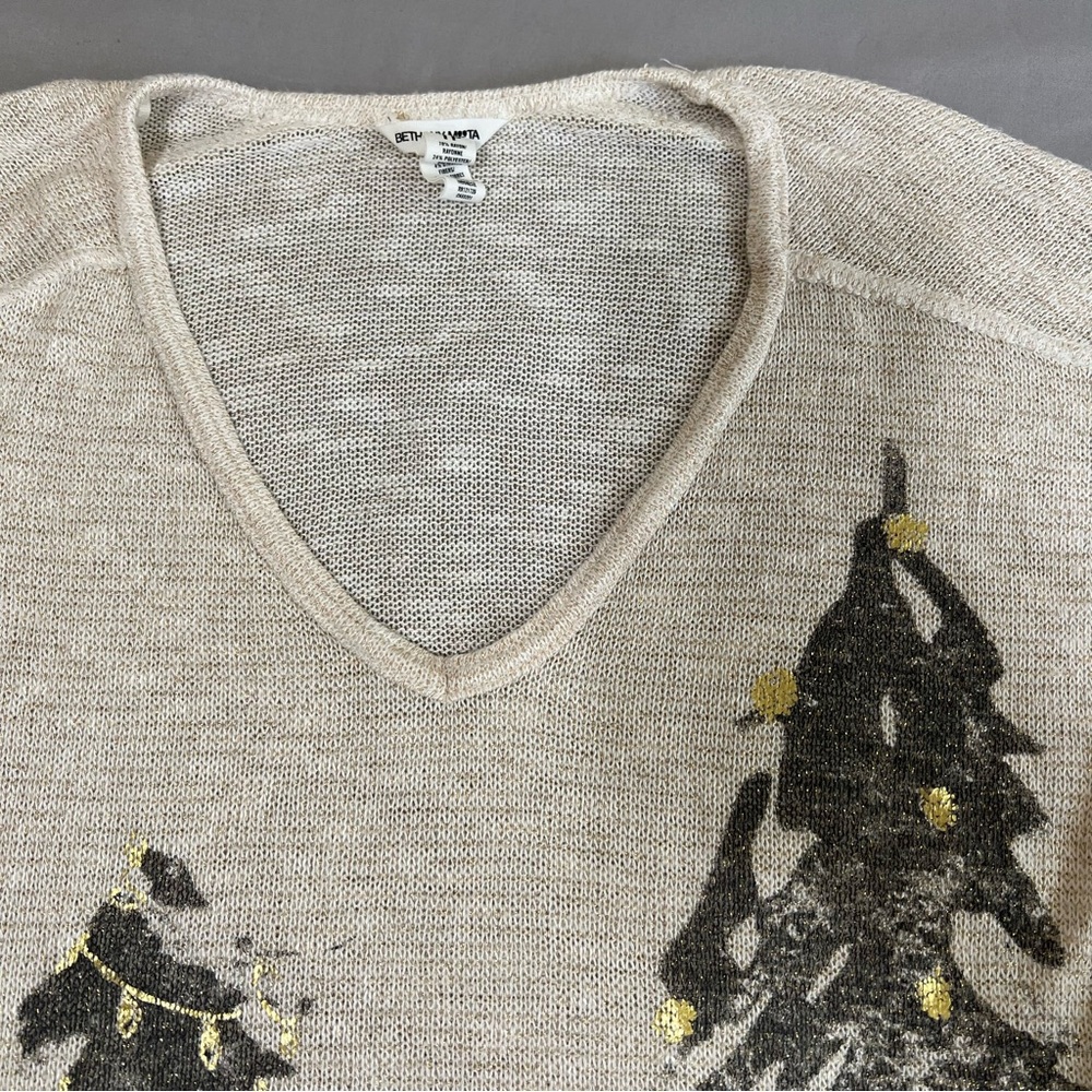Bethany Mota Holiday Tree Knit Top Cream Long sleeves Size XS - Picture 5 of 16